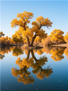 秋季胡杨树美景摄影图片